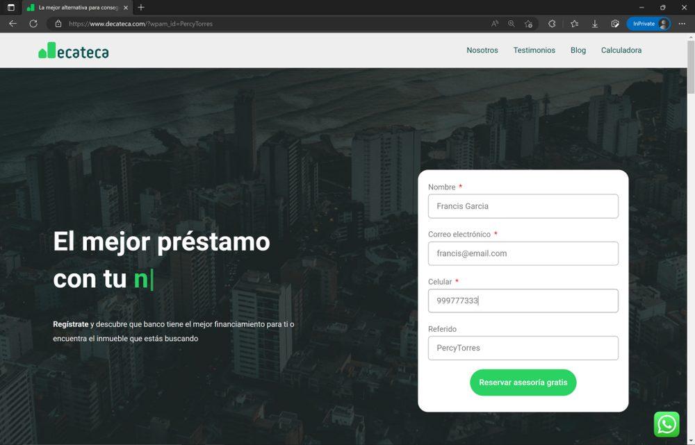 Proceso de formulario y CRM — paso 1